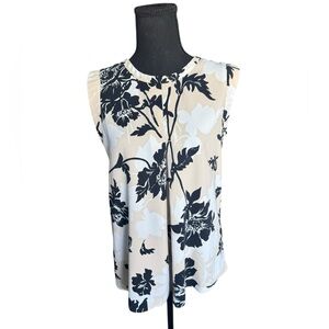 J.Crew Floral Sleeveless Blouse Top Size 2 | Neutral Black White Beige Print H18